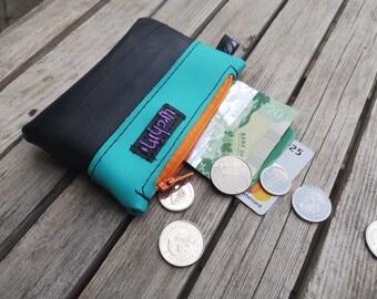 Small bike tube purse  - Repurposed bike tubes - bike friendly -  vegan coin wallet - Rethink - Urchin Bags - Everyday Bag