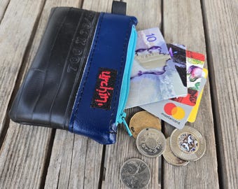Monedero pequeño hecho con cámaras de bicicleta recicladas, apto para ciclistas, monedero vegano, Rethink, Urchin Bags, bolso para el día a día.