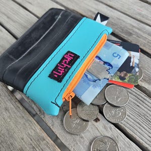 Petit porte-monnaie - Sac recyclé - Portefeuille pour chambre à air - Pochette pour pièces de monnaie en cuir végétalien - Pochette écologique