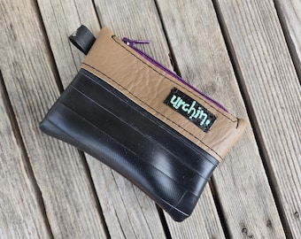 Monedero pequeño hecho con cámaras de bicicleta recicladas, apto para ciclistas, monedero vegano, Rethink, Urchin Bags, bolso para el día a día.