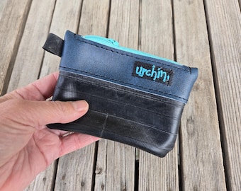 Monedero pequeño - Bolsa reciclada - Cartera de tubo de bicicleta - Bolsillo para monedas de cuero vegano - Estuche ecológico