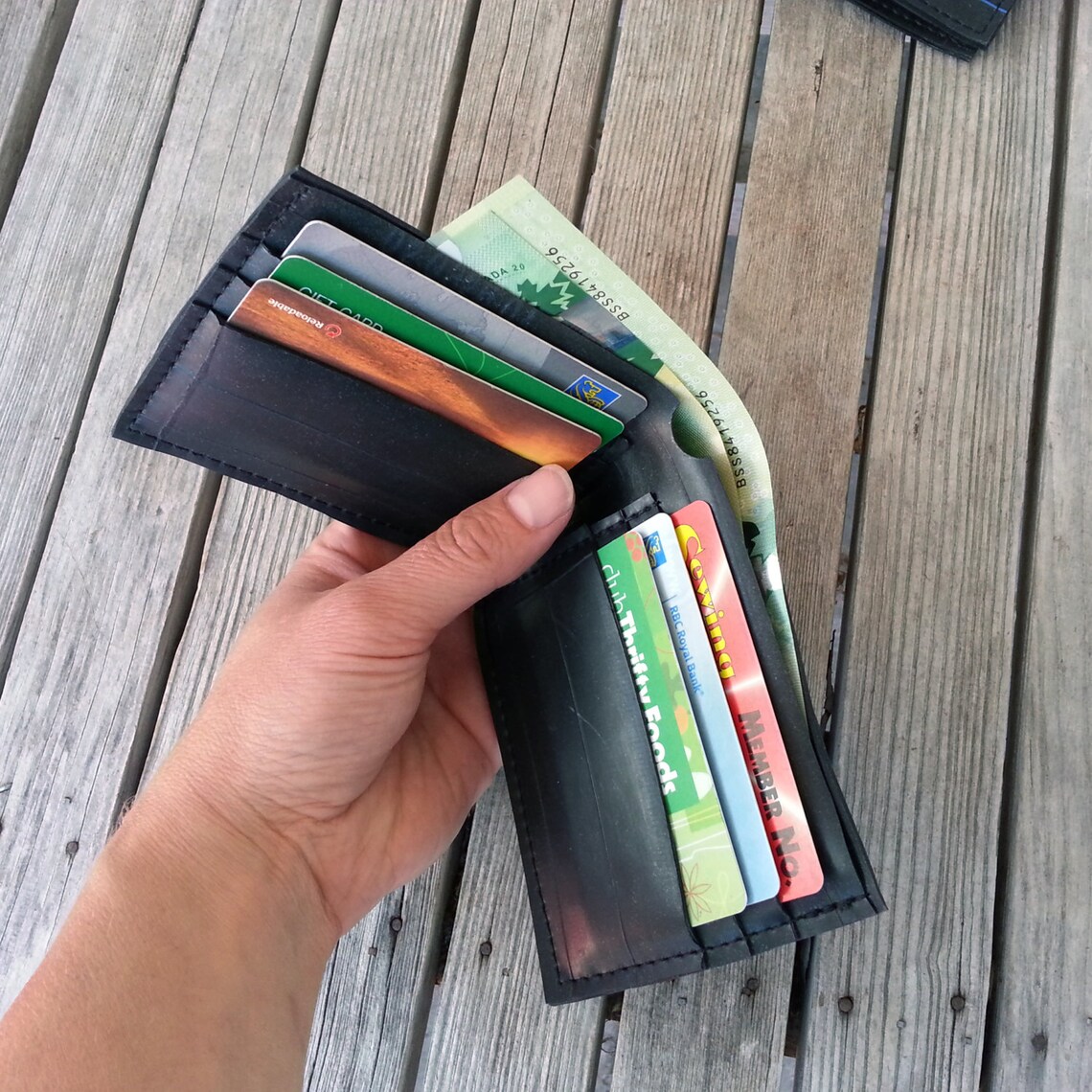 Bike Tube Wallet Black Billfold Wallet Mens Vegan Wallet Etsy