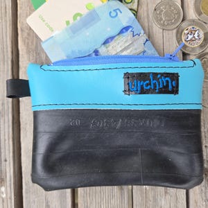 Petit porte-monnaie - Sac recyclé - Portefeuille pour chambre à air - Pochette pour pièces de monnaie en cuir végétalien - Pochette écologique