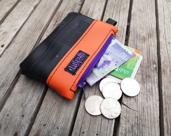 Small change purse - Recycled Bag - Bike Tube Wallet - Vegan Leather Coin Pocket - Eco Friendly Pouch