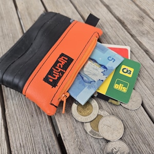 Petit porte-monnaie - Sac recyclé - Portefeuille pour chambre à air - Pochette pour pièces de monnaie en cuir végétalien - Pochette écologique