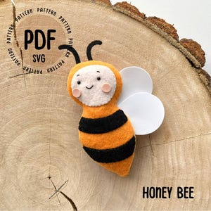 Felt Bee Pattern – PDF and SVG | DIY Bumblebee Plush Toy | Baby Mobile & Nursery Decor Sewing Tutorial | Felt Sewing Pattern for Kids