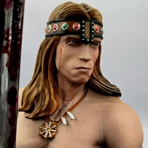 Barbar Krieger Figur 32 cm Handgefertigte Detailreiche Fantasy Statue Sammelfigur Heldenhaft
