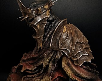 Figura completa del Rey con armadura oscura • Escultura de señor de la guerra no muerto • Regalo de coleccionista