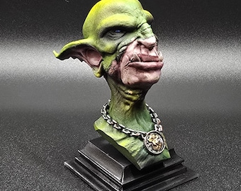 Miniatura de busto de orco pintada a mano, guerrero goblin de fantasía, coleccionable para juegos de rol de D&D.