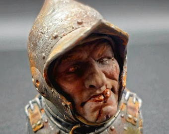 Busto en miniatura de resina pintado a mano – François el Carnicero, 5 cm Coleccionable