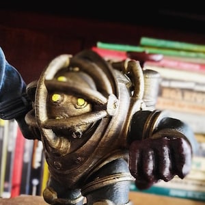Big Daddy Bouncer, little sister Protector of Rupture figure, fan art tabletop gamer gift videogame model, hand painted
