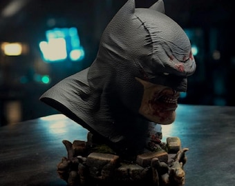 Busto de vigilante noir pintado a mano, héroe gótico enmascarado, miniatura de resina, figura coleccionable oscura