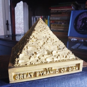 The Great Pyramid of Giza, antique gold, hand painted, collector gift, egypt home decor, golden souvenir
