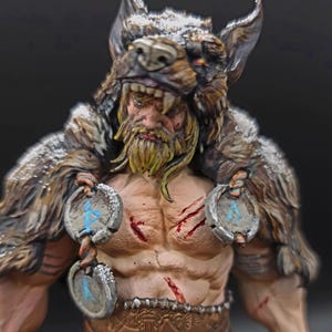 Barbarian Thor Action Figure – Norse Viking Hero Collectible – Mythical God Warrior Statue – Handmade Nordic Decor Gift for Him