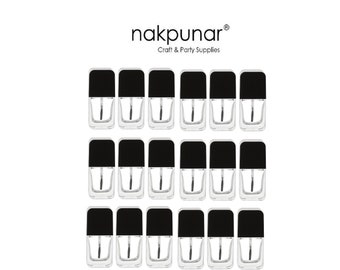 18 pcs Empty Nail Polish Bottle with Brush Mixing ball and Black Cap