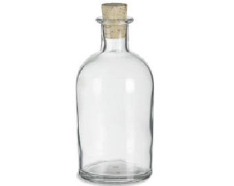 Boston Round Clear Glass Bottle with Cork 8.5 oz (250 ml) Storage and Organization