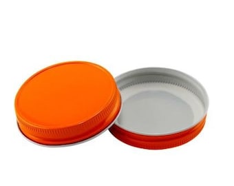 12 pcs Orange Mason Jar Lid for Regular Mouth Mason Jars BPA Free Plastisol Lined