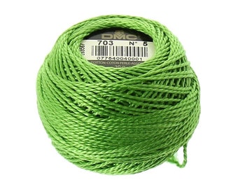 Size 5 DMC Perle Cotton Thread 25m Skein Colour 913 MEDIUM NILE GREEN