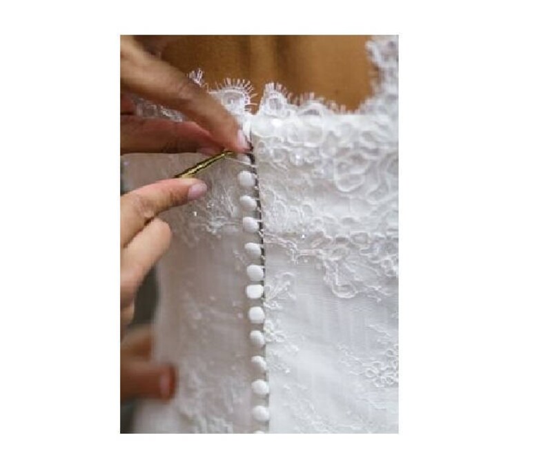 Dark Salmon Adjacent Elastic Bridal Button Looping Trim Ready to use Wedding Button Holes image 5