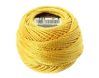 DMC 743 Medium Yellow Pearl Cotton Thread Size 5