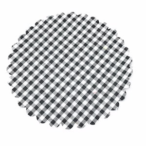 12 pcs Fabric Jar Covers Straight Edge Black & White Gingham