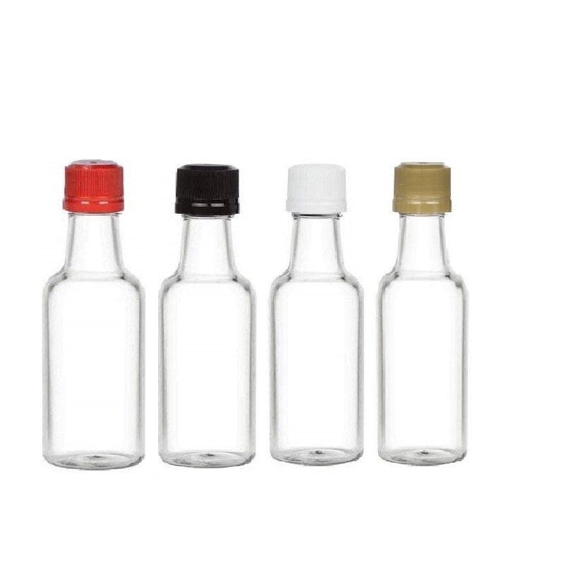 Mini botellas de licor, paquete de 50 botellas de alcohol vacías con tapa  negra, botellas de alcohol de 1 onza / 1.0 fl oz con 20 embudos, botellas  en