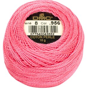 Pink DMC Perle Cotton Thread Size 8 956, 223, 347, 316 image 3