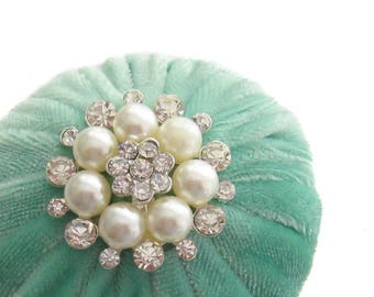 2 inches Mint Green Velvet Pincushion Filled With Abrasive Emery Mineral To Keep Your Needles Clean & Sharp