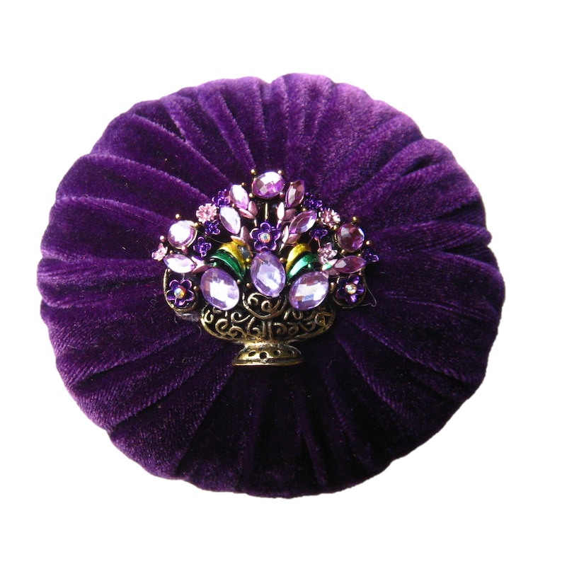 4in Purple Emery Pincushion / Pin Cushion Abrasive Pincushion image 1