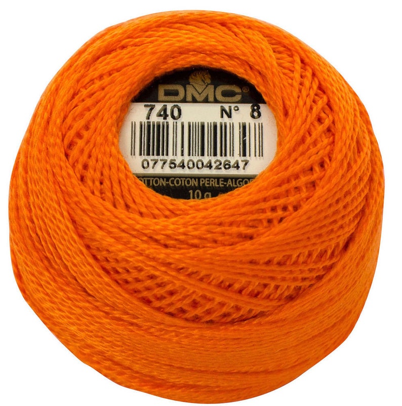 DMC 740 Perle Cotton Thread Size 8 Tangerine Orange image 1