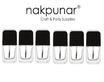 6 pcs Empty Nail Polish Bottle with Brush Mixing ball and Black Cap