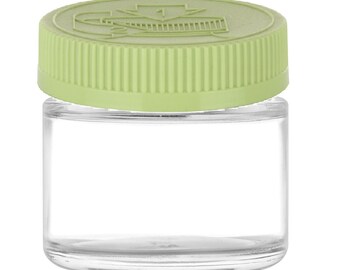 2 oz Glass Jars with Green Child-Resistant Caps - Low Profile, Straight Side with Childproof Lids by Nakpunar