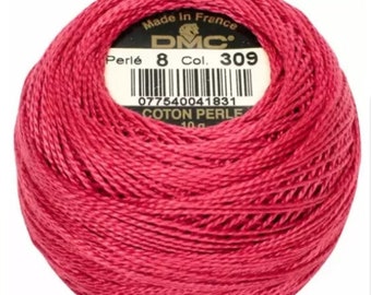 DMC Perle Cotton Thread Size 8 Dark Rose 309