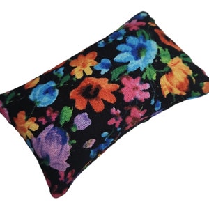 Emery Pincushion | Keep Your Needles Clean and Sharp | Weighted Handmade pin cushion by Nakpunar | Colorful Flowers on Black