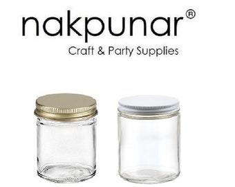 2 oz Glass Jars with Gold or White Metal Lid for Creams Spice HoneyJams Storage and Organization