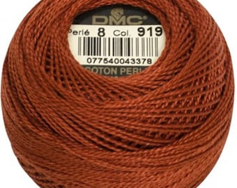 DMC 919 Perle Cotton Thread | Size 8 | Red Copper