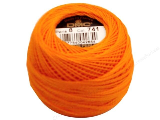 DMC Cotton Perle Thread Size 8 741 - Per 10 Gram Ball