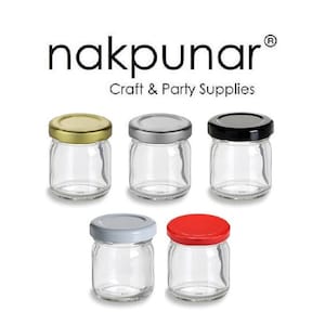 Nakpunar 1.25 oz Glass Canning Jars with Gold Lid Jam Jelly Honey Cream Storage and Container