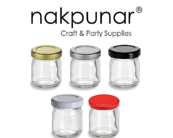 Nakpunar 1.25 oz Glass Canning Jars with Gold Lid Jam Jelly Honey Cream Storage and Container