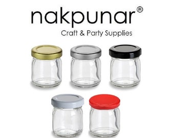 Nakpunar 1.25 oz Glass Canning Jars with Gold Lid Jam Jelly Honey Cream Storage and Container