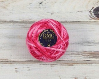 Fil de coton DMC 112 perle | Taille 8 | Panaché de rose