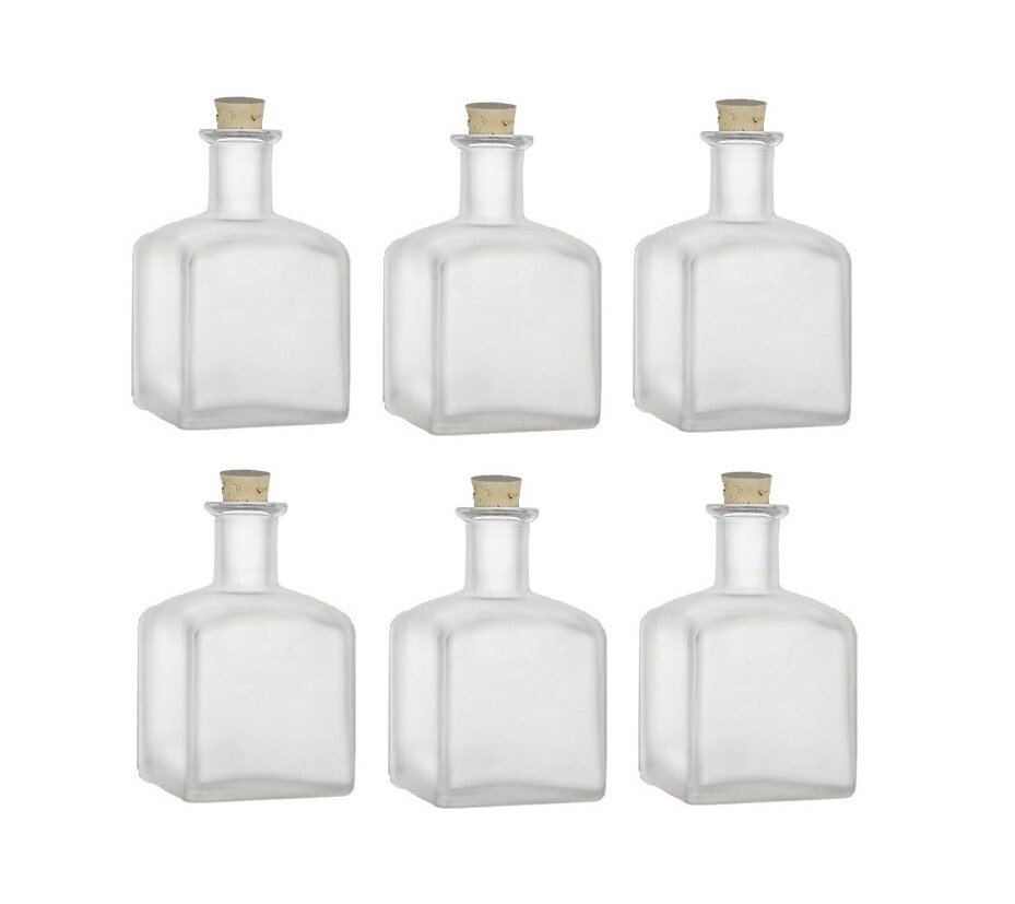 Botella Cristal Transparente 0,75L con Corcho para el Cierre, Diseño Liso y  Limpio 7,5X29