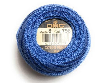 DMC 798 Perle Cotton Thread | Size 8 | Dark Delft Blue