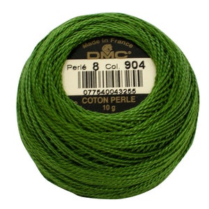 DMC 904 Perle Cotton Thread | Size 8 | Very Dark Parrot Green Embroidery Yarn