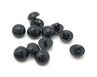 7/16 inch Half Dome Black Pearl Buttons and Coordinated Adjacent Button Loops
