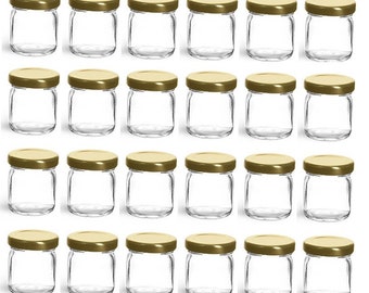 24 pcs 1.5 oz Straight Edge Glass Jars with White Lid Storage and Organization