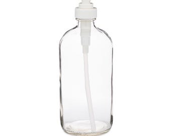 16 oz Clear Glass Bottle with Pump Dispenser | Refillable Soap or Hand Lotion Bottles | Customizable Pump Options, Eco-Friendly Reusable Set