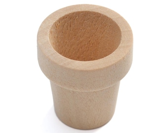 25 Mini Unfinished Wood Flower Pots 5/8in High