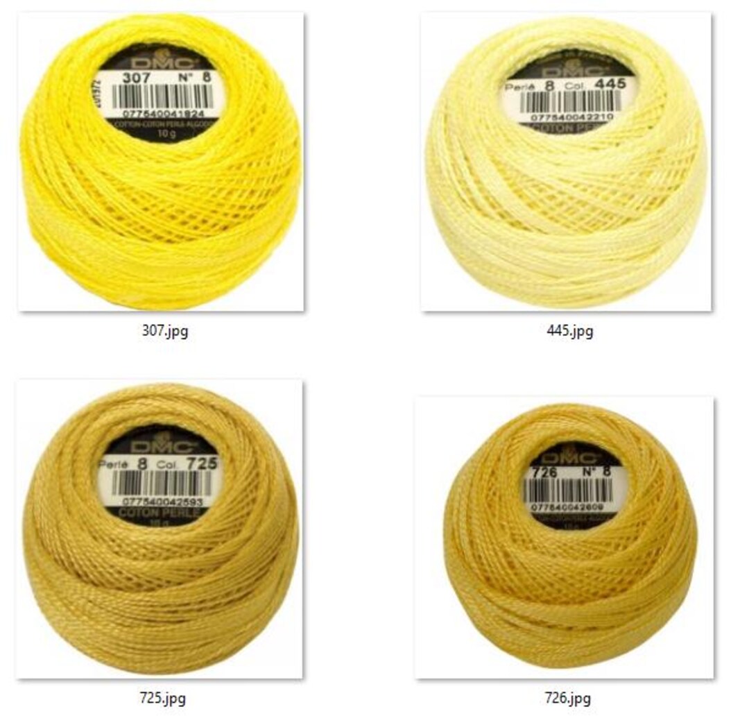 Yellow DMC Perle Cotton Thread | Size 8 | 726 307 445 727 Yellow Topaz ...
