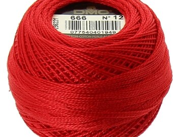 DMC 666 Perle Cotton Thread | Size 8 - Size 12 | Bright Red